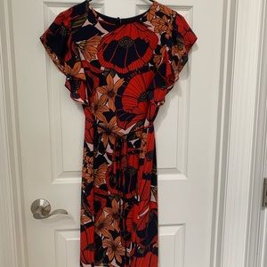 Navy and Orange Fall Floral Dress